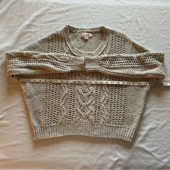 Decree Tan & Cream Shimmer Cropped Long Sleeve Open Knit Pullover Sweater Size M - Picture 5 of 6